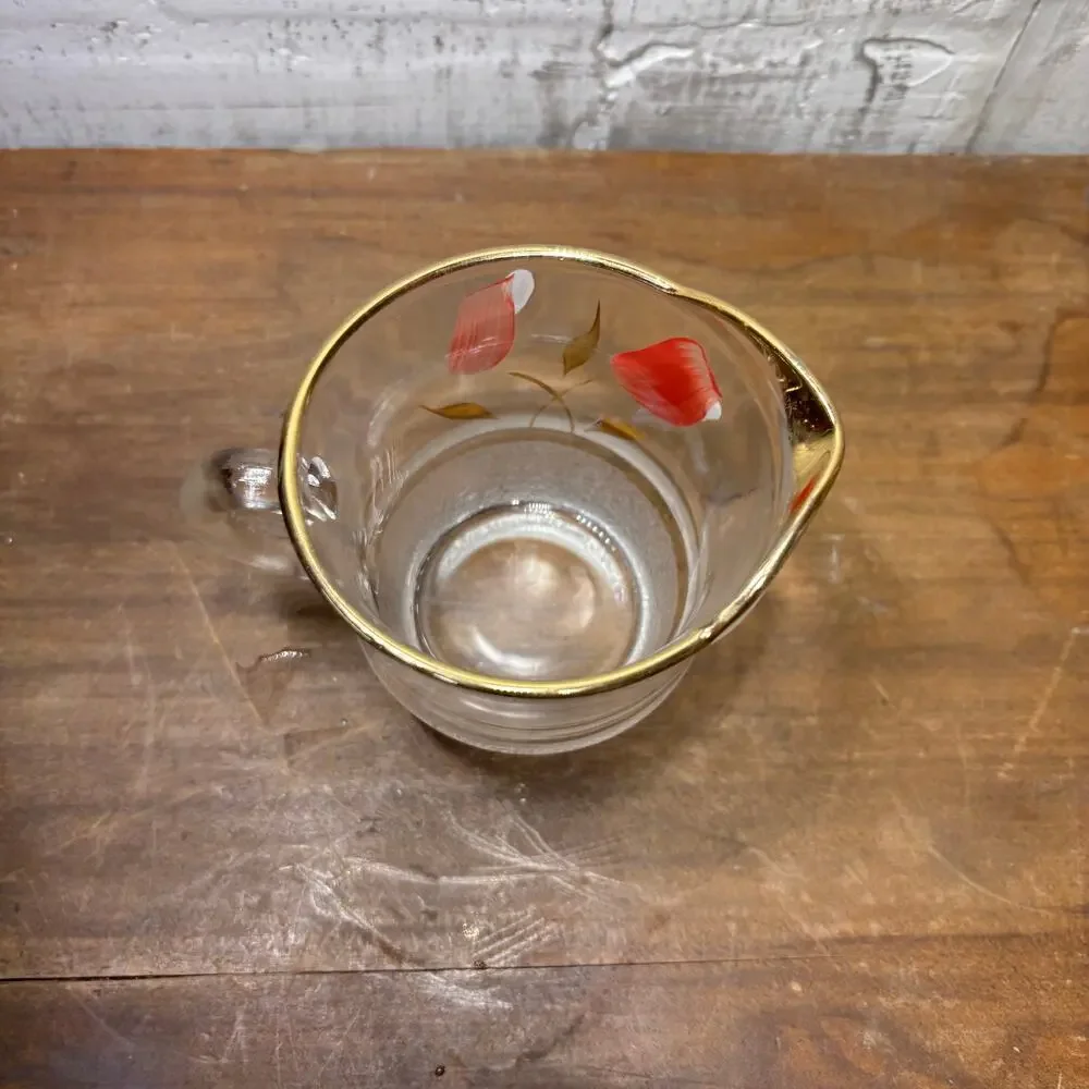 Hand-Painted Tulip Glass Creamer with Gold Trim